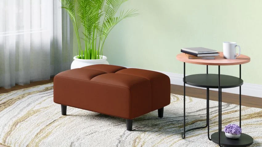 Suez Synthetic Leather Ottoman